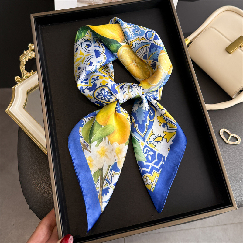 Women Fashion Necktie - 2026 Yeni Meyve Desenli İpek Kare